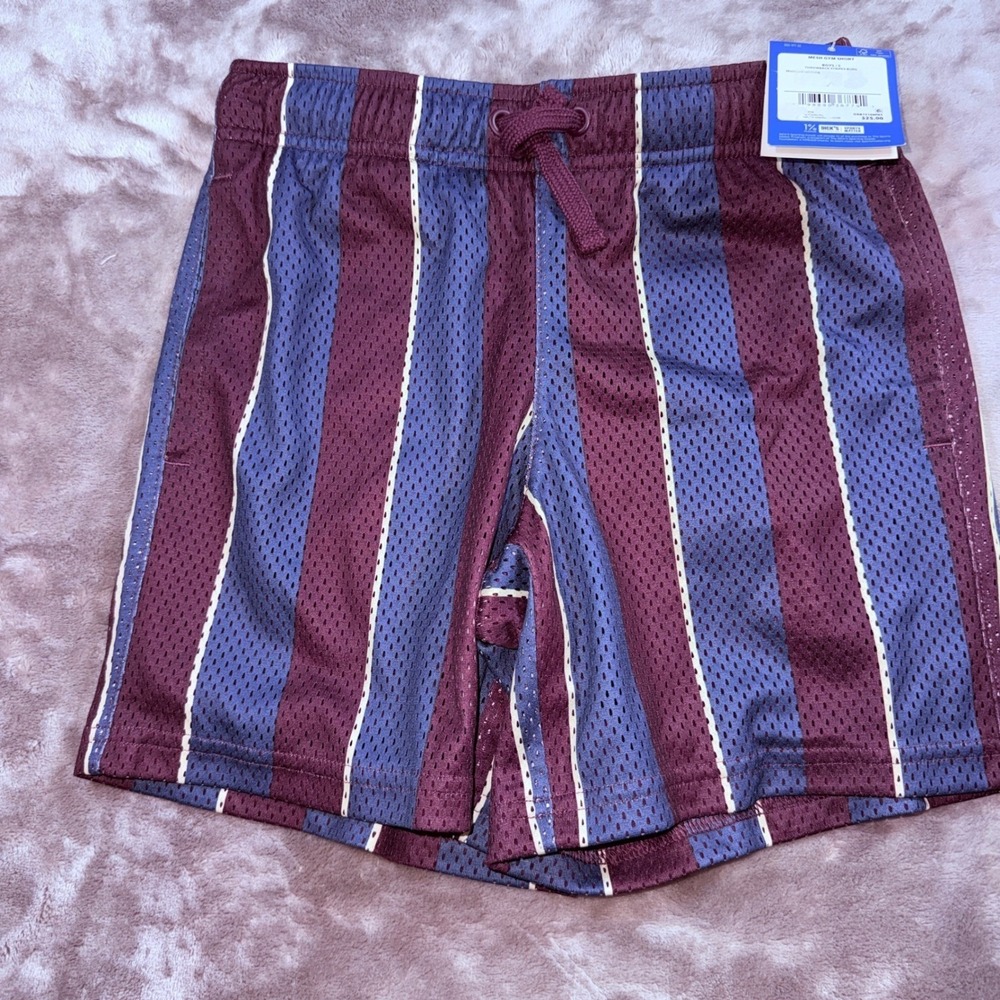 DSG 6" Mesh Gym Short Boys M Burgundy‎ Navy Blue NEW Throwback Stripes
